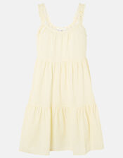 Gingham Mini Dress in Organic Cotton, Yellow (YELLOW), large