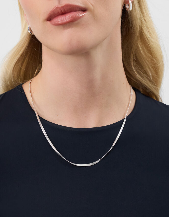 Sterling Silver-Plated Omega Chain Necklace, , large