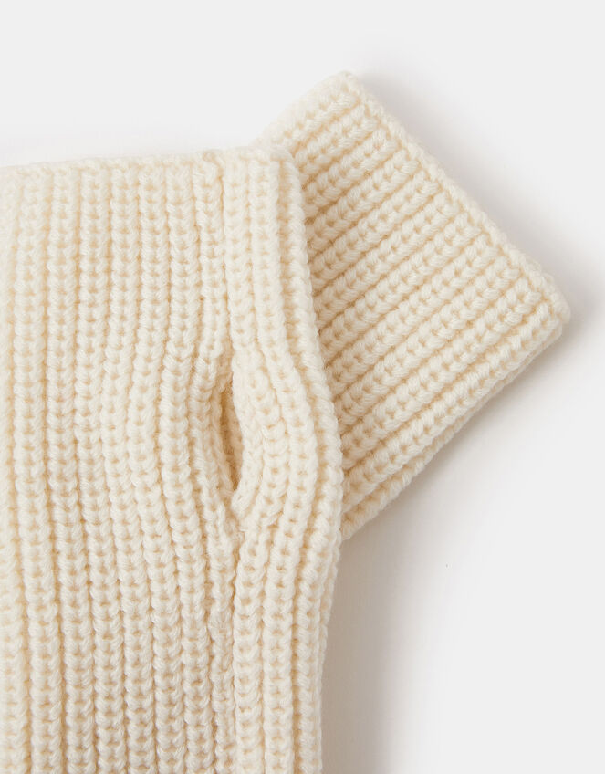 Ribbed Cut Off Gloves, Natural (NATURAL), large