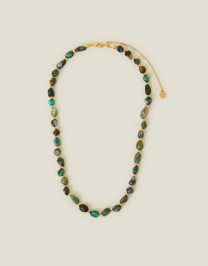 14ct Gold-Plated Stone Beaded Necklace, , large