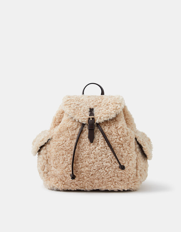 Faux Shearling Backpack, , large