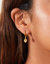 14ct Gold-Plated Organic Shape Huggie Hoops, , large