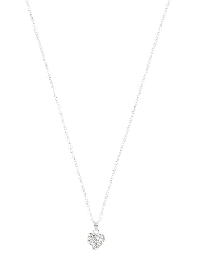 Sterling Silver Sparkle Heart Necklace, , large
