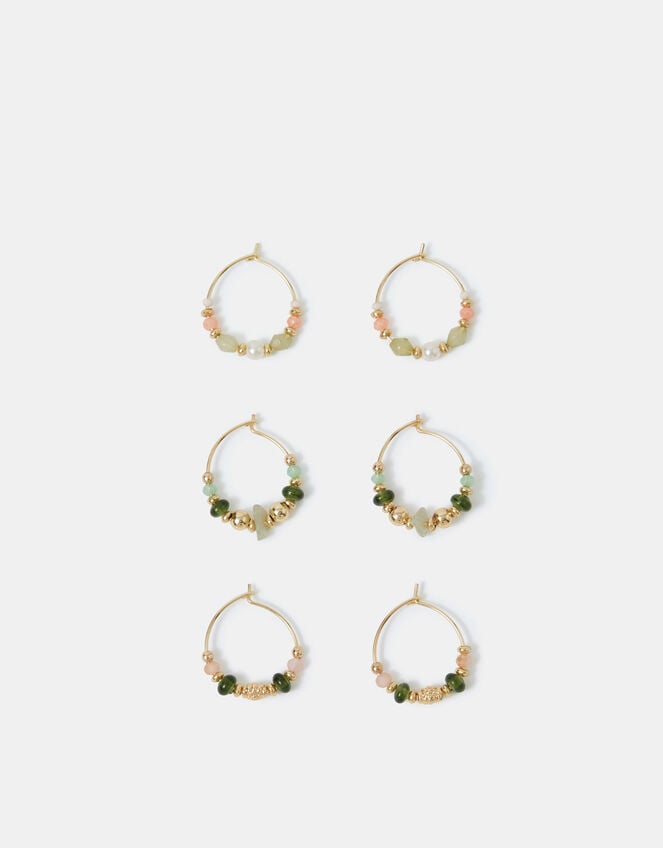 3-Pack Mini Beaded Hoop Earrings, , large