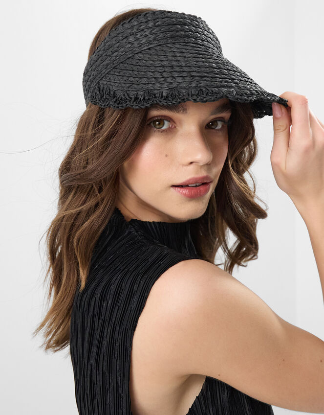 Woven Scallop Trim Sun Visor, , large