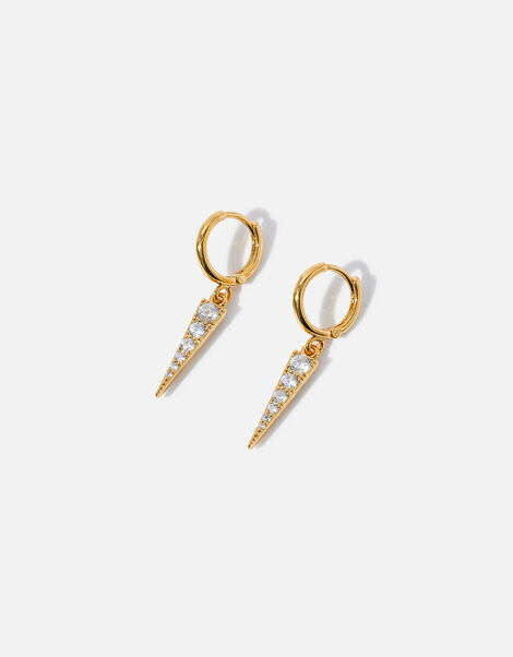 Gold-Plated Sparkle Spike Charm Earrings, , large