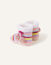 Girls Stripe Slipper Boots, Multi (BRIGHTS-MULTI), large