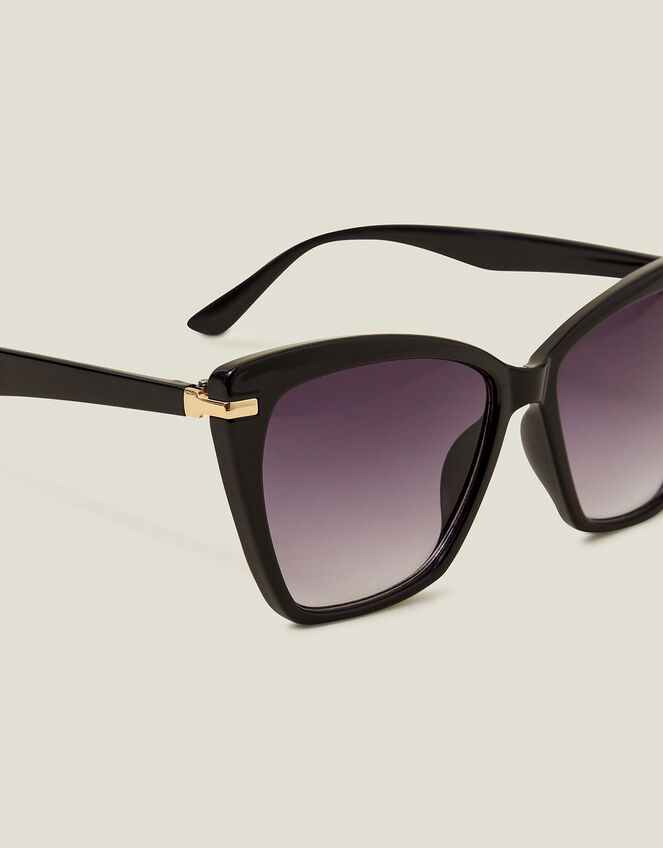 Straight Arm Cateye Sunglasses, Black (BLACK), large