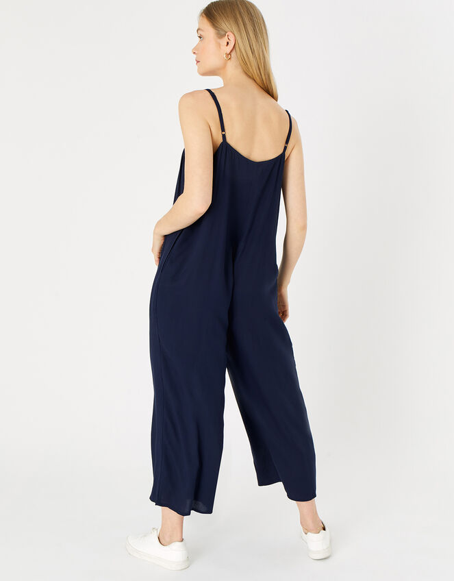 Relaxed Button Jumpsuit, Blue (NAVY), large