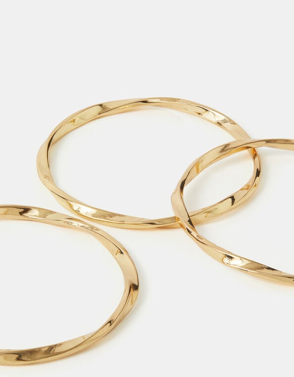 3-Pack Slim Twist Bangles, Gold (GOLD), large