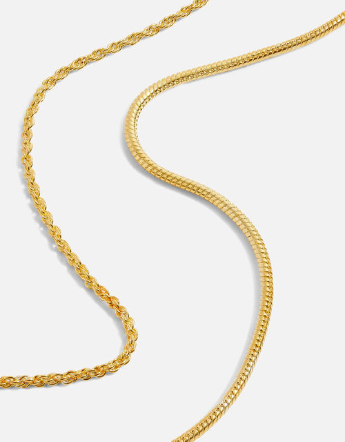 Gold-Plated Omega and Rope Chain Necklace, , large
