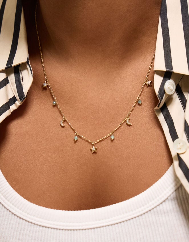 14ct Gold-Plated Celestial Charm Necklace, , large