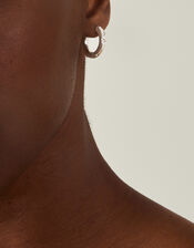 Sterling Silver-Plated Celestial Chunky Hoop Earrings, , large