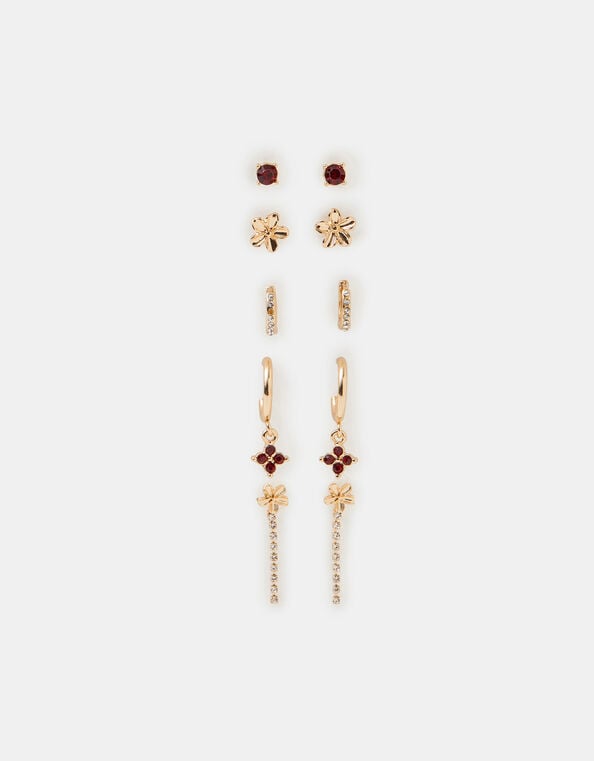 5-Pack Flower Stud & Hoop Earrings, , large