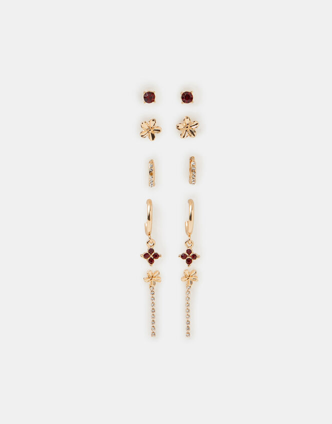 5-Pack Flower Stud & Hoop Earrings, , large