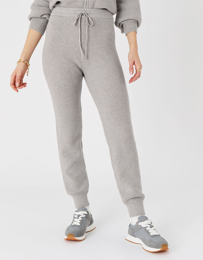 Rib Knit Lounge Joggers, Grey (LIGHT GREY), large