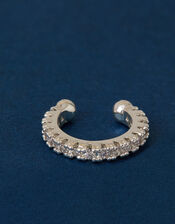 Sterling Silver-Plated Pavé Ear Cuff, , large