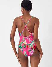 Tropical Plunge Ring Detail Swimsuit, Pink (PINK), large