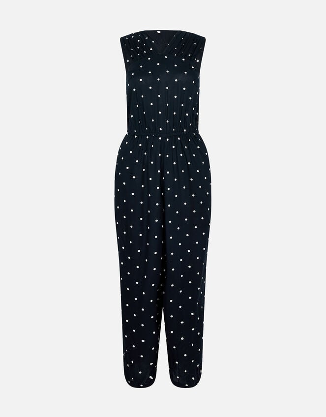 Spot Halter Neck Jumpsuit, Black (BLACK WHITE), large
