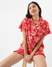 Paisley Print Short Pyjamas Set, Red (RED), large