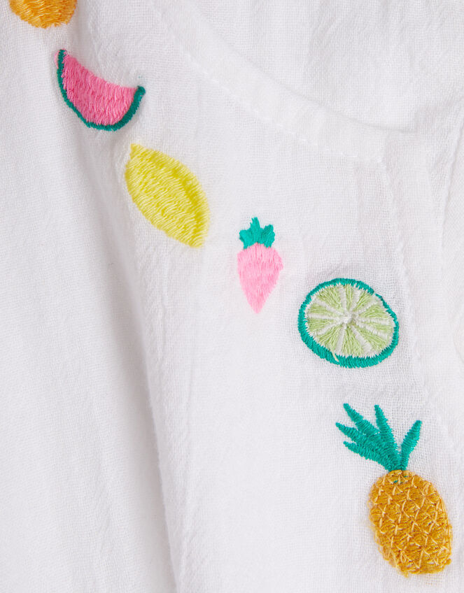 Girls Tropical Fruit Embroidered Kaftan, Multi (BRIGHTS-MULTI), large