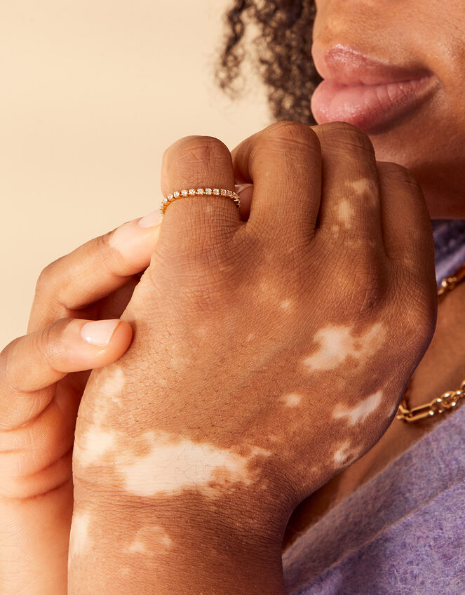 Gold-Plated Sparkle Tennis Ring, Gold (GOLD), large