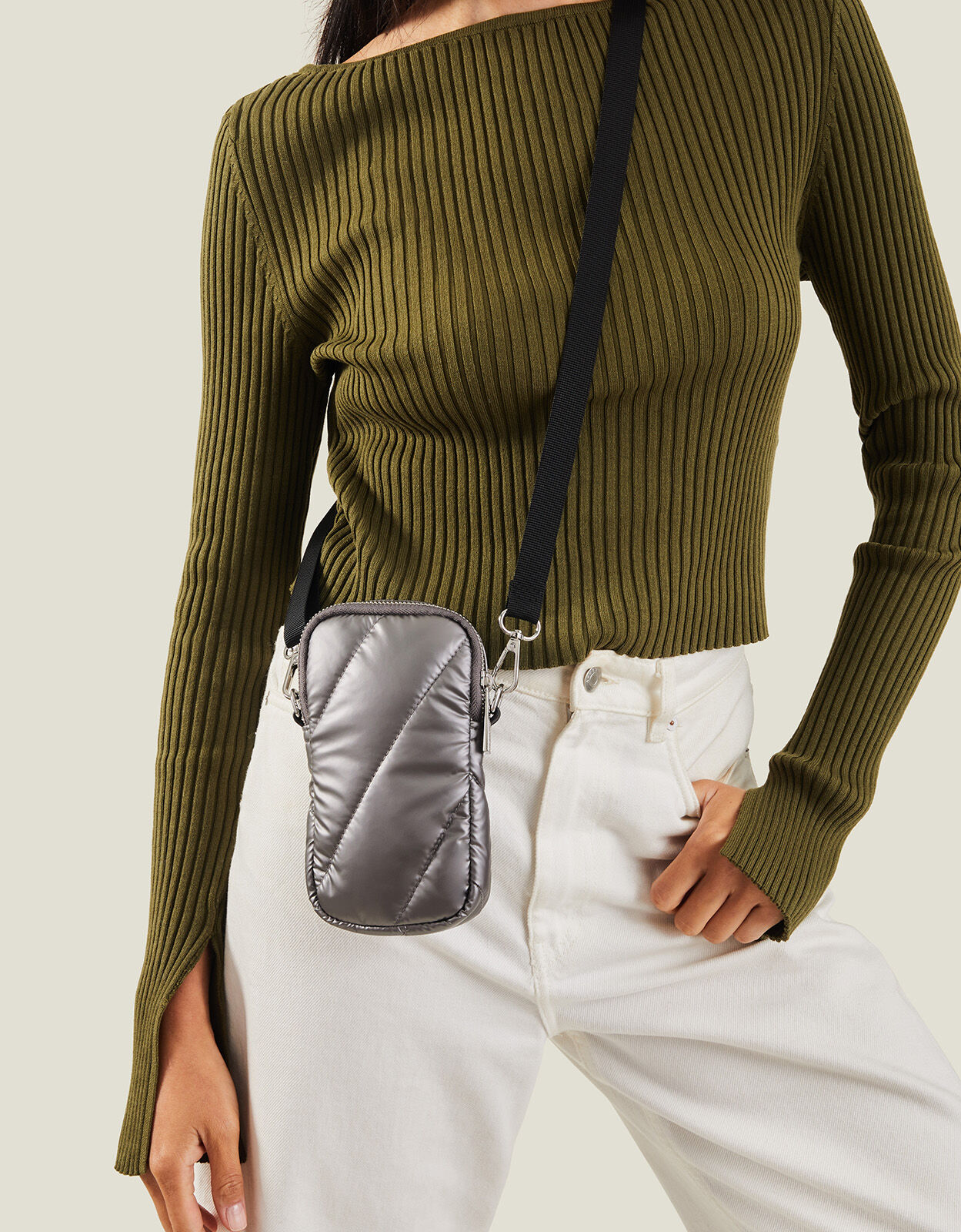 Metallic Quilted Phone Pouch