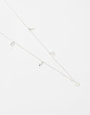 Sterling Silver Moon Charm Necklace, , large