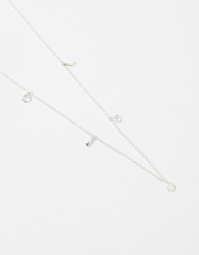 Sterling Silver Moon Charm Necklace, , large