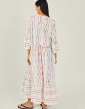 Stripe Flute Sleeve Dress, Multi (MULTI), large