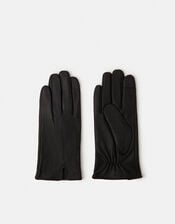 Faux Fur Lined Touchscreen Leather Gloves, Black (BLACK), large