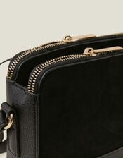 Suedette Classic Cross-Body Bag, Black (BLACK), large