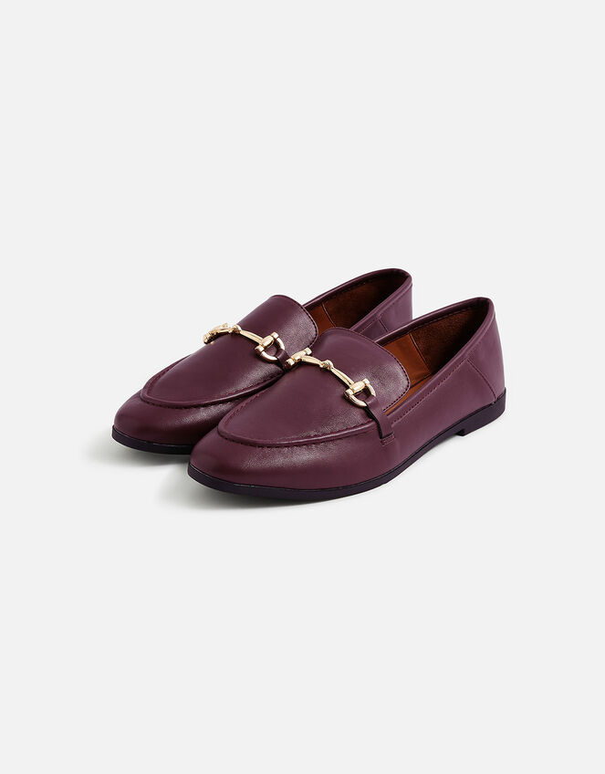 Metal Bar Loafers, Red (BURGUNDY), large