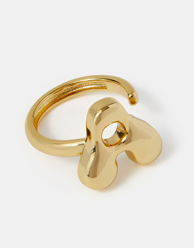 14ct Gold-Plated Bubble Initial Ring, Gold (GOLD), large