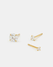 3-Pack Stainless Steel Cubic Zirconia Stud Earrings, , large