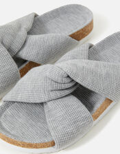 Twist Waffle Footbed Slippers, Grey (GREY), large