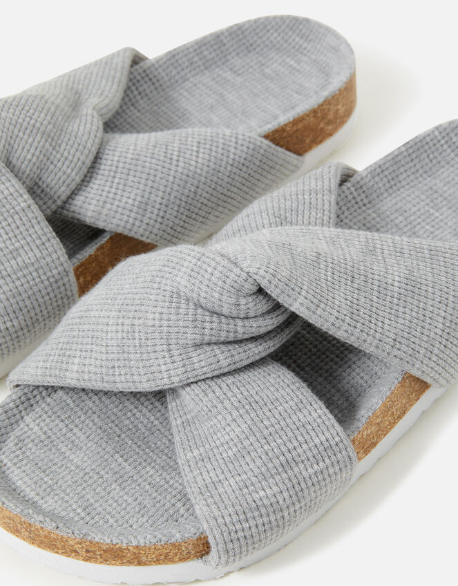 Twist Waffle Footbed Slippers, Grey (GREY), large