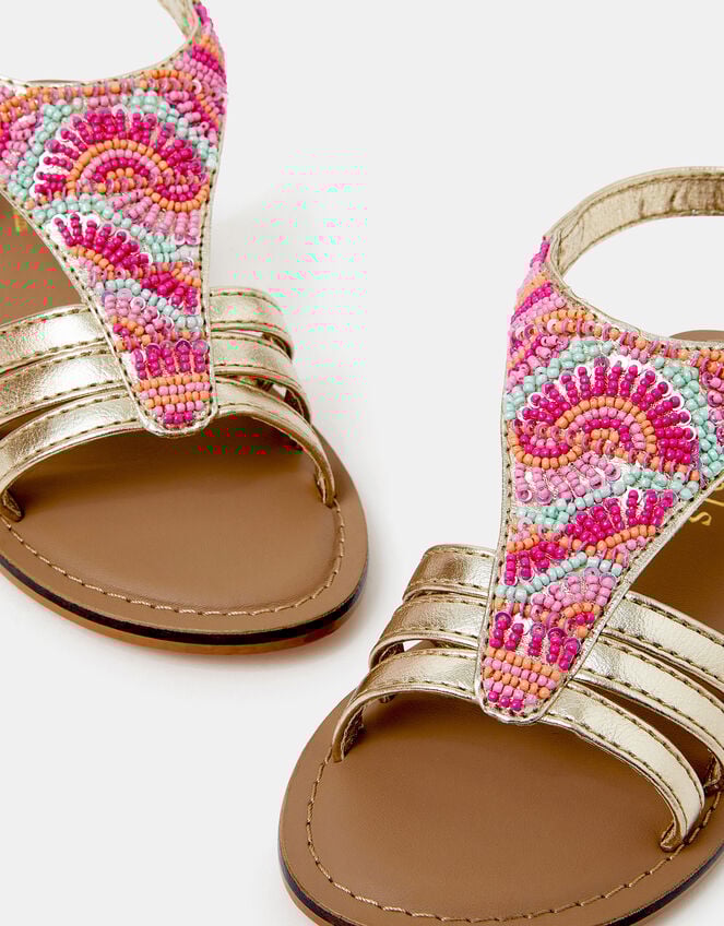 Girls Beaded Gladiator Sandals, Multi (BRIGHTS MULTI), large
