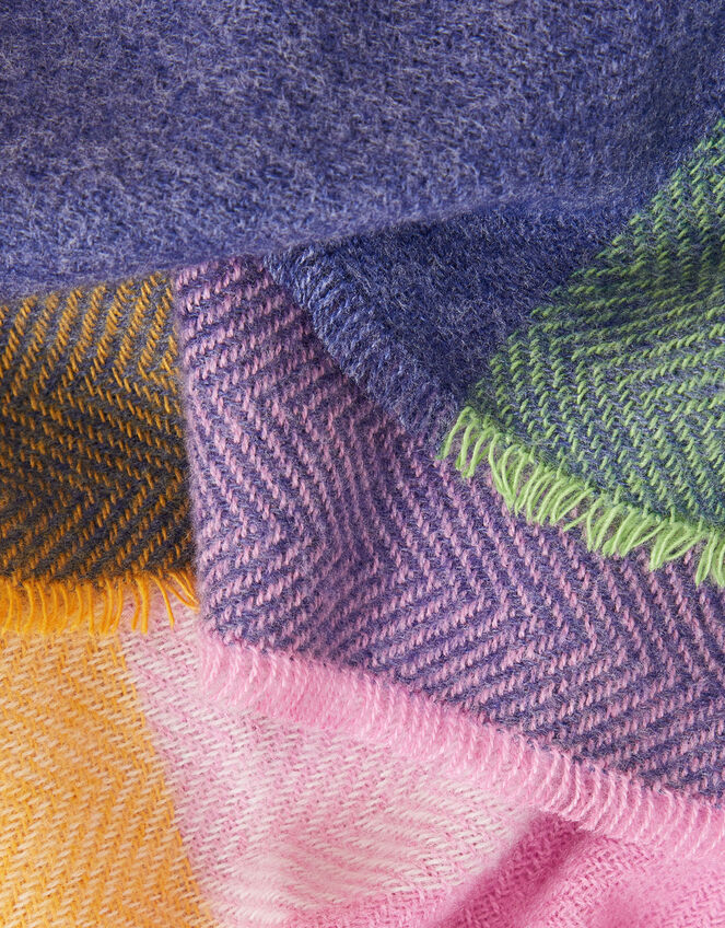 Colourblock Square Check Blanket Scarf, , large