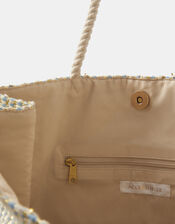 Woven Metallic Shopper Bag, , large