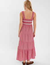 Stripe Smocked Maxi Dress, Red (RED), large