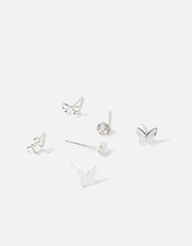 Sterling Silver Pretty Stud Earring Set, , large