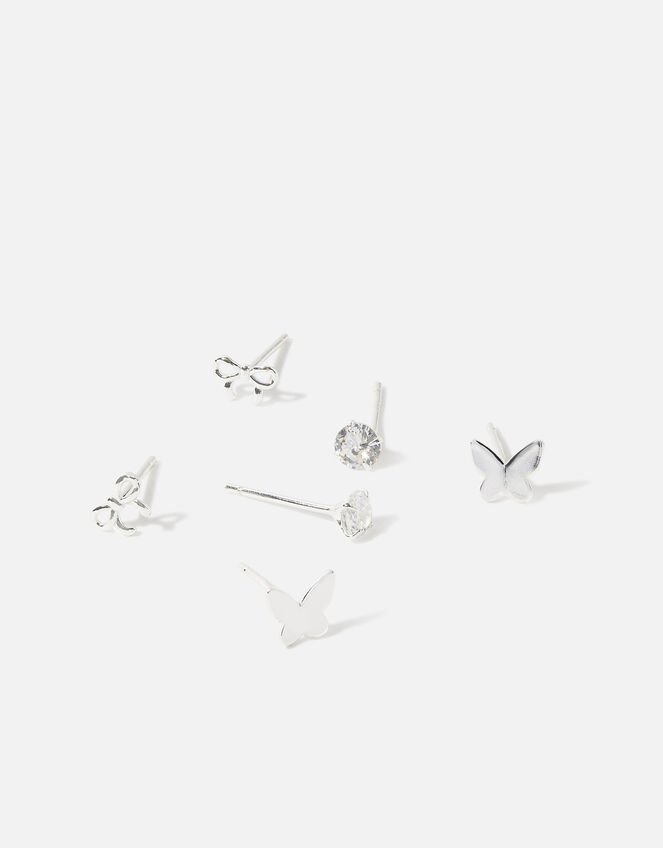Sterling Silver Pretty Stud Earring Set, , large