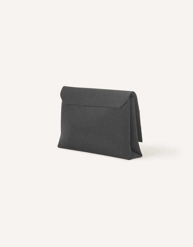 Satin Fold Over Clutch Bag, Black (BLACK), large