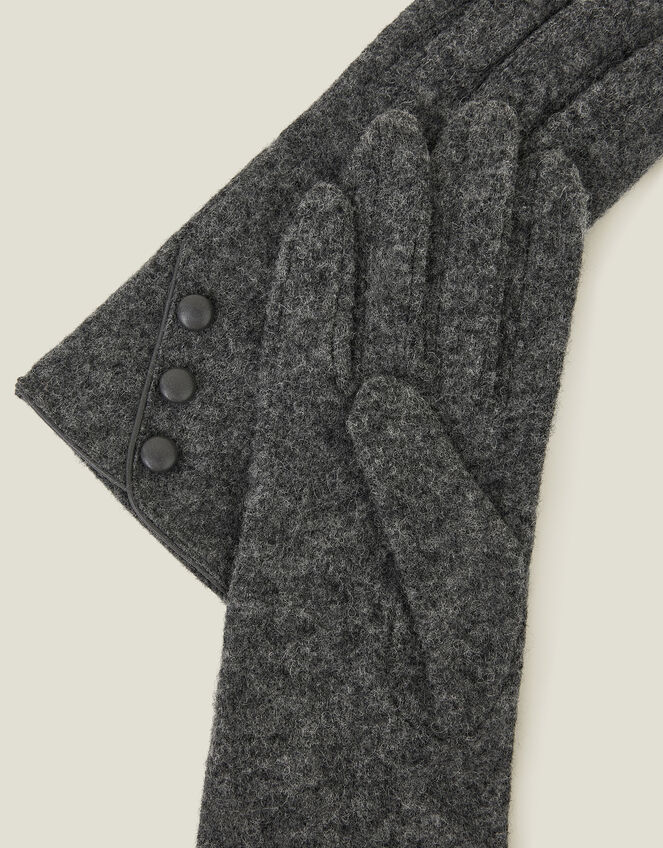 Touchscreen Button Gloves in Wool Blend, Grey (GREY), large