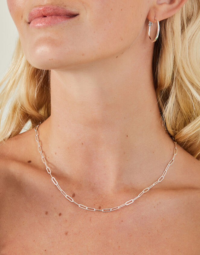 Sterling Silver-Plated Paper Clip Chain, , large