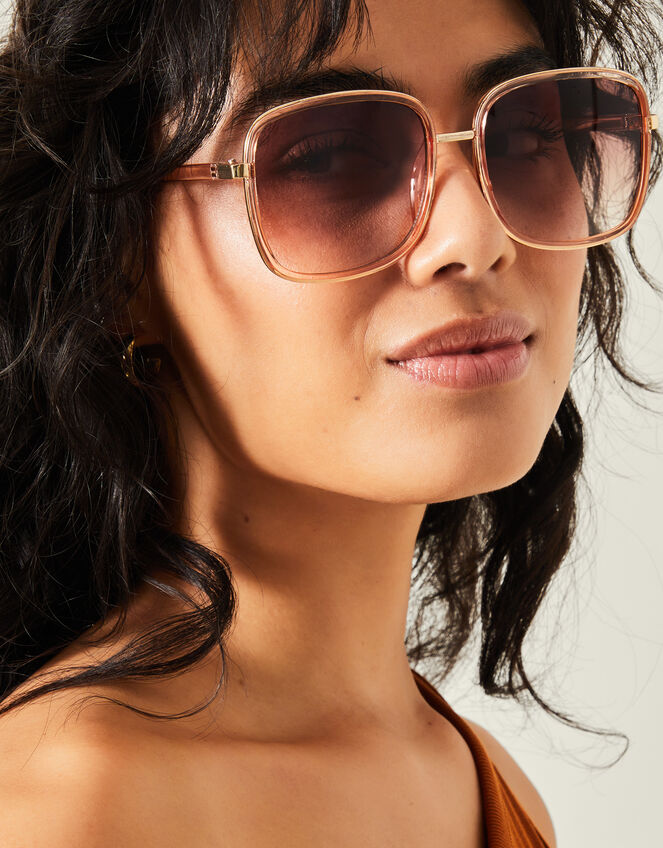 Crystal Metal Square Sunglasses, , large