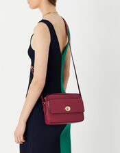 Boxy Twist-Lock Cross-Body Bag, Red (RED), large