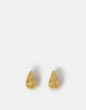 14ct Gold-Plated Ribbed Curve Drop Earrings, , large