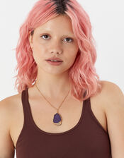 Statement Stone Slice Pendant Necklace, , large